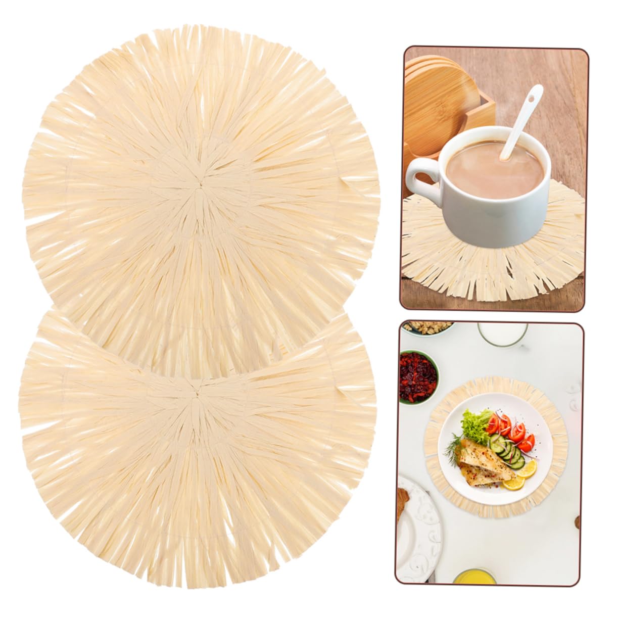Tovagliette e Sottobicchieri in Raffia Decorazioni Tavola con Foglie Monstera e Palm Resistenti e Leggere per Cucina e Pranzo Design e e Festa