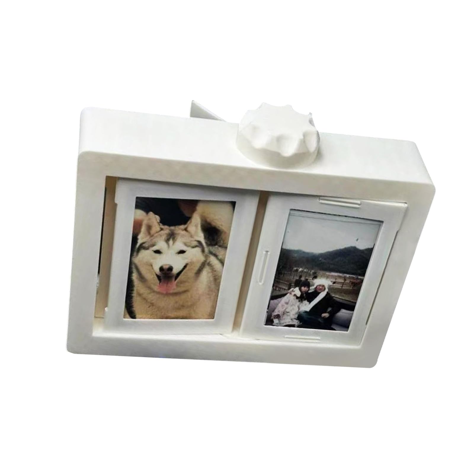 ZEPFJHE Rotatable Picture Album 2x3Inch Holds 12 Slots Desktop Shelf Display for Giving Decorative Photo Stand