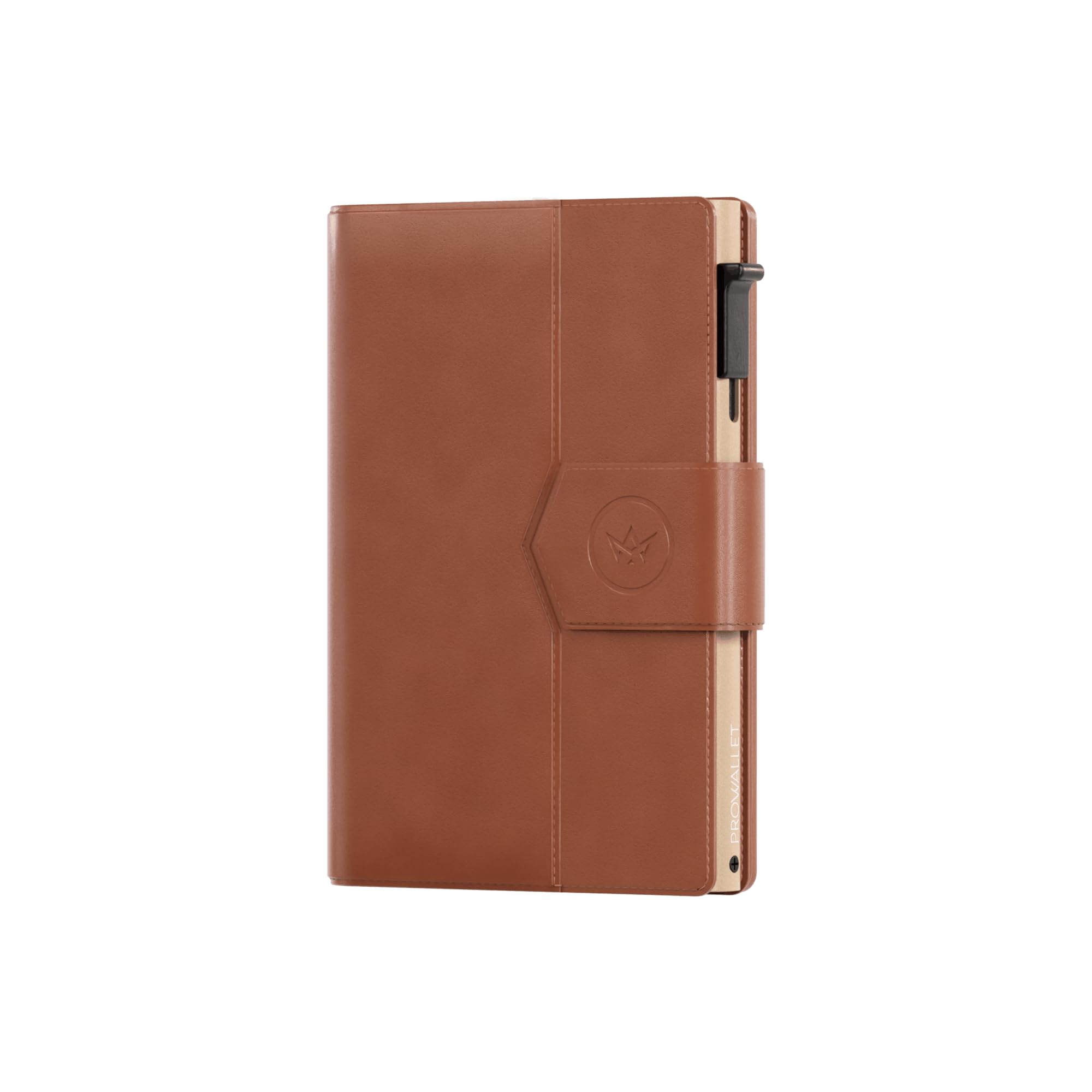 Plus - Portacarte - 8 carte, banconote e monete - Portacarte con cerniera - RFID - Piccolo porta carte di credito - Portafoglio elegante (Cognac)