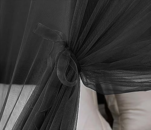 Vista 27 de Kertnic Toldo de cama con mosquitera para niñas, toldo de princesa, cortina de cama de malla fina transparente, toldos de cama para niños y adultos