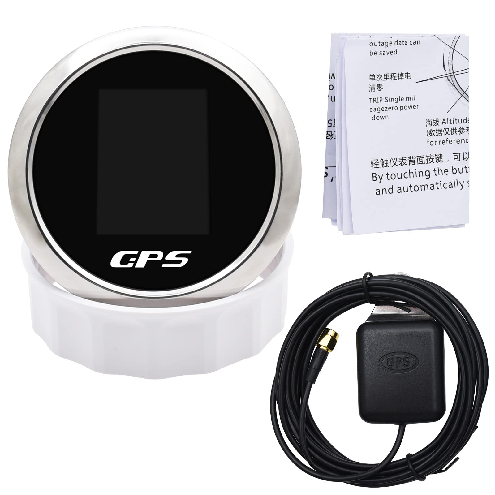 Geloo GPS Tacho 85mm Geschwindigkeitsmesser IP67 Wasserdicht TFT-Bildschirm | Digitale Kilometerzähler Km/h MPH Knoten Einstellbar für Auto Boot Wohnmobil LKW Motorrad