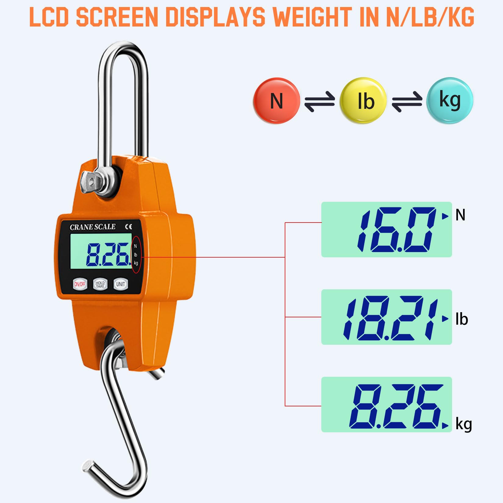 Balance à grue 300 kg, balance suspendue numérique portable, balance de jeu, affichage LCD