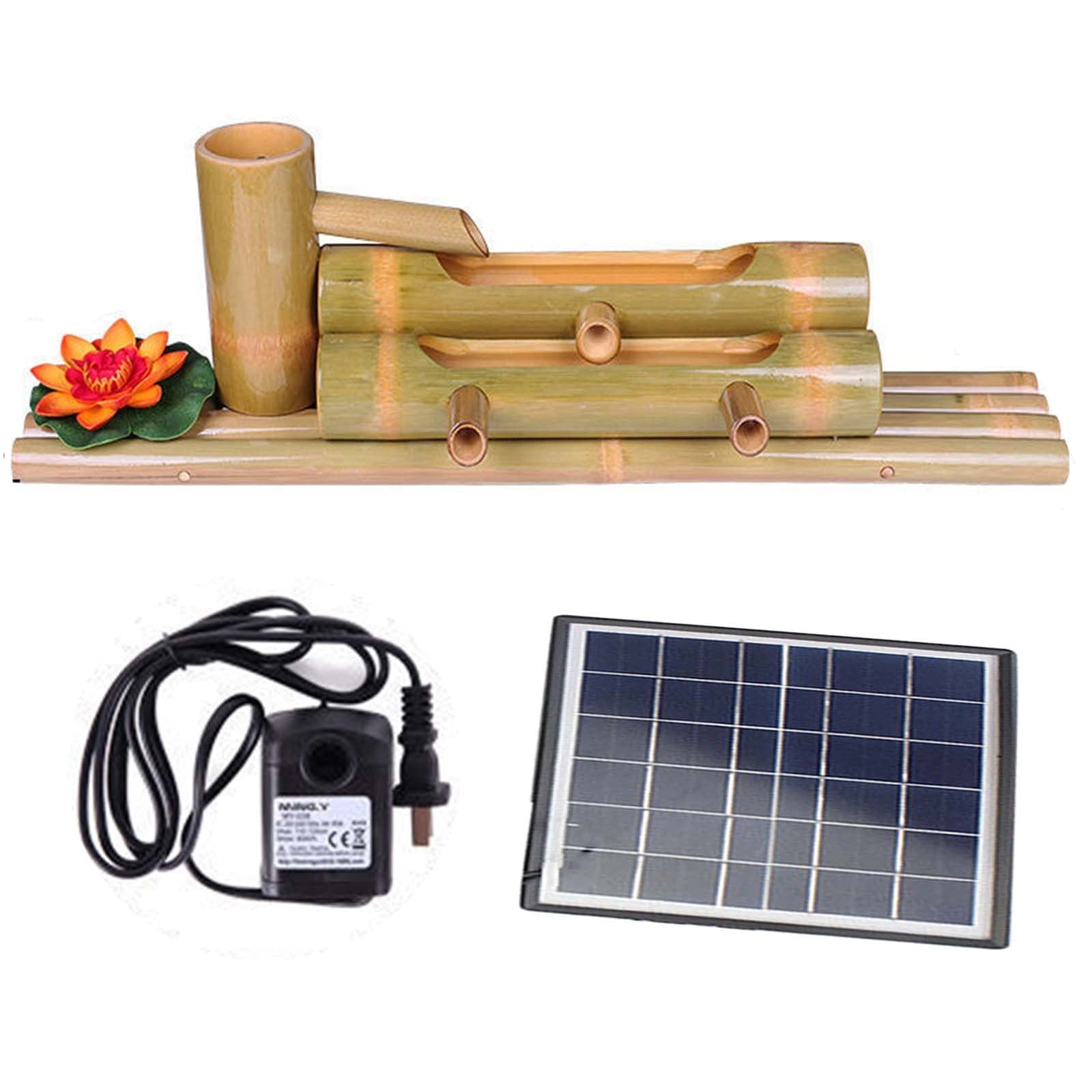 Kit Fontaine en Bambou avec Pompe Solaire d'extérieur, Fontaine de Jardin Zen, Fontaine à Bascule en Bambou, décoration de Jardin Japonais, 50 cm, 90 cm