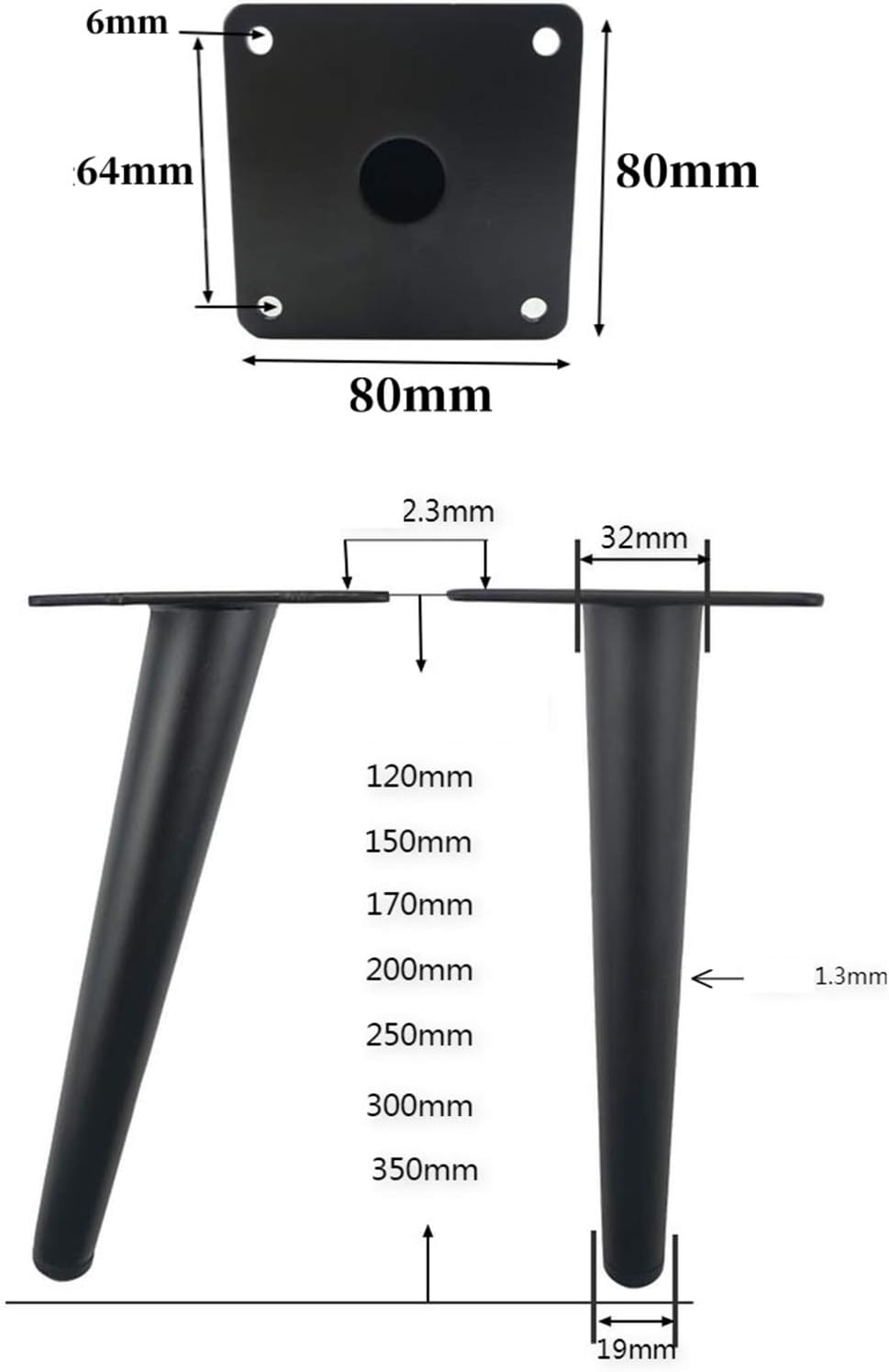 Sofa Legs Round Solid Metal Furniture Legs Sofa Replacement Legs Perfect for Mid-Century Modern/Great IKEA Hack for Sofa, Couch, Bed, Coffee Table,35cm