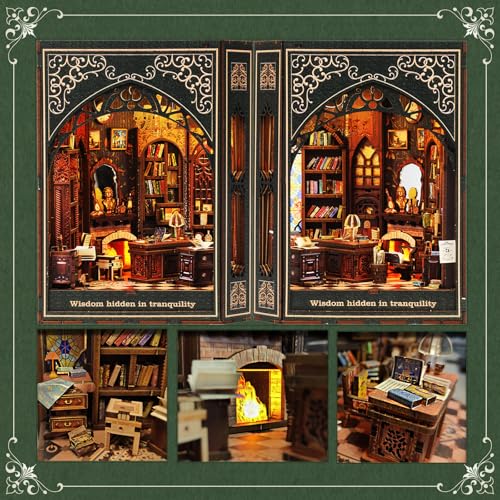Image of Book Nook Kit with Nightlight - Type-C and Battery Powered DIY Bookshelf Decor, Perfect for Home and Office Gift（Classical Library）