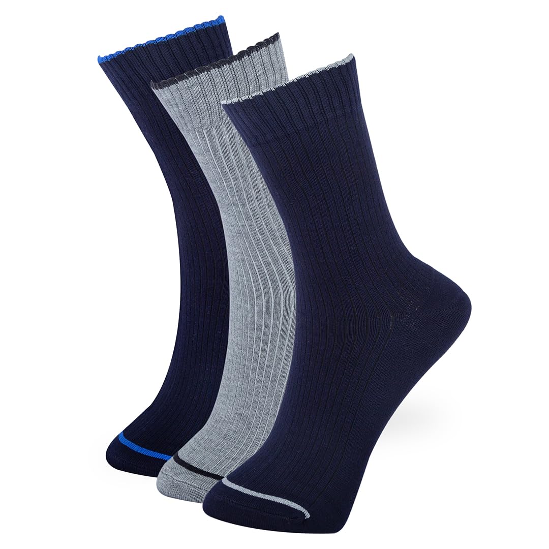 SoxBox Calf Length Premium Rich Bamboo Nylon Socks – Odour & Moisture Control, Soft & Airy, Ribbed, DuraFab Heel & Toe | Men’s Office, Fashion, Casual Wear | Solid Plain Pack of 3