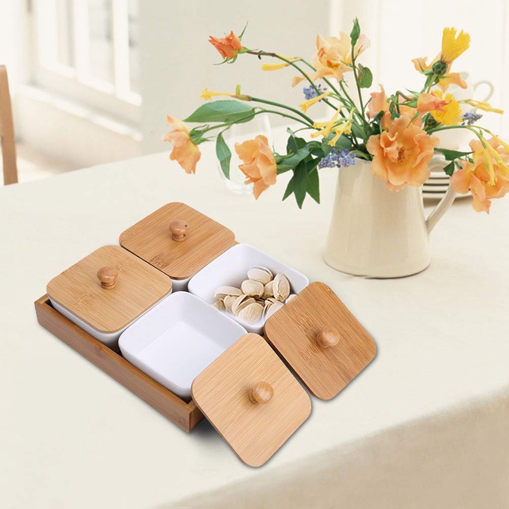 Appetizer Serving Plate Specifications Lid Fruit Plate Cover Nuts for Candy Dried Fruit Plate Snack Box Compartment Ceramic Dish Plate for Appetizer Plates (#03)