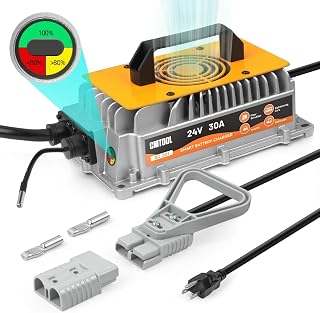 CMTOOL Forklift Battery Charger 24V 30A Smart Trickle Charger, IP67 Waterproof, 24 Volt 30 AMP Fully Automatic, for Lead-Acid Batteries, for Pallet Jack/Floor Scrubber/Golf Cart