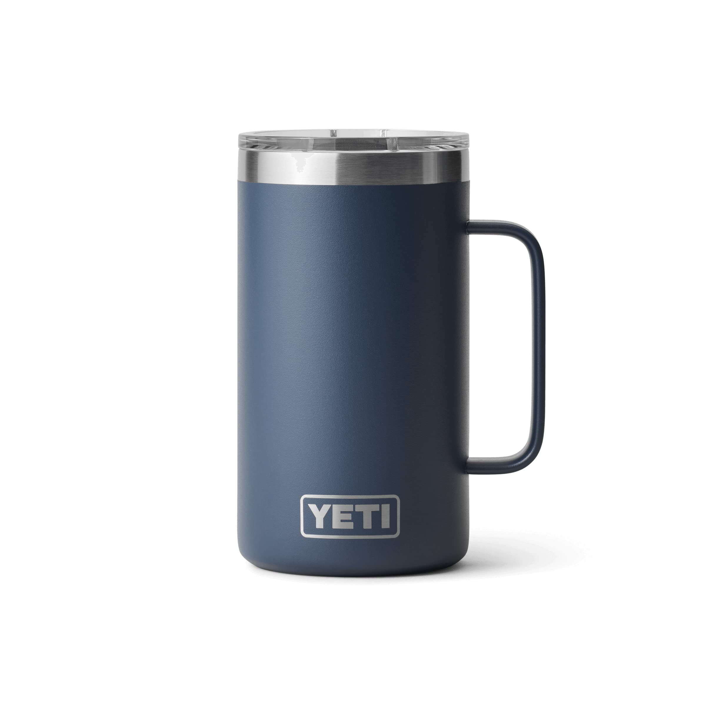 YETI Rambler Mug, Vacuum Insulated Stainless Steel Stackable Mug with Magslider Lid, Navy, 24 oz (710 ml)