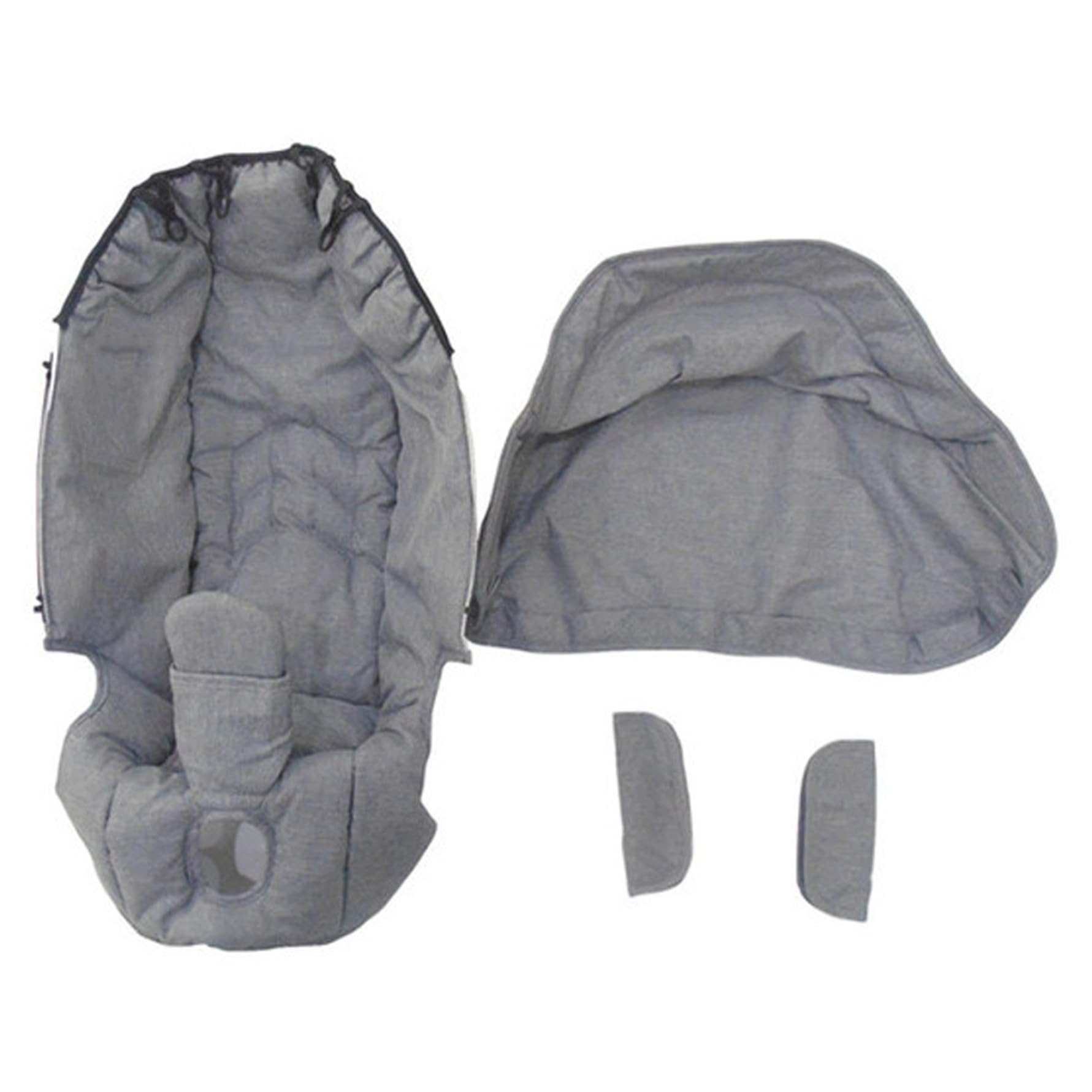 Juego de funda para el asiento y capota de cochecito con mosquitera, funda para la lluvia, bolsa de almacenamiento y fundas para las ruedas;accesorios para cochecito que ofrecen mayor comodidad; gris