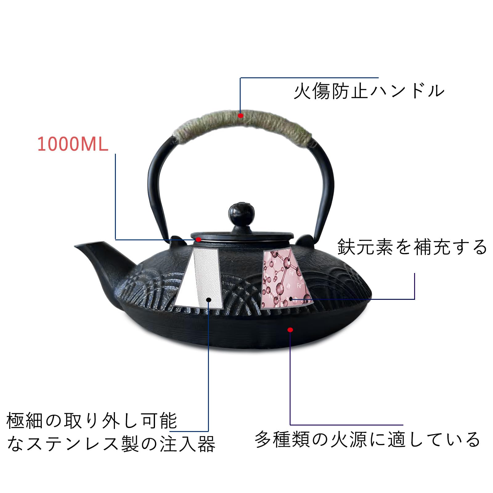 Amazon | HwaGui 南部鉄器 鉄瓶 鉄器 铁壶 急須 おしゃれ ih 鉄やかん