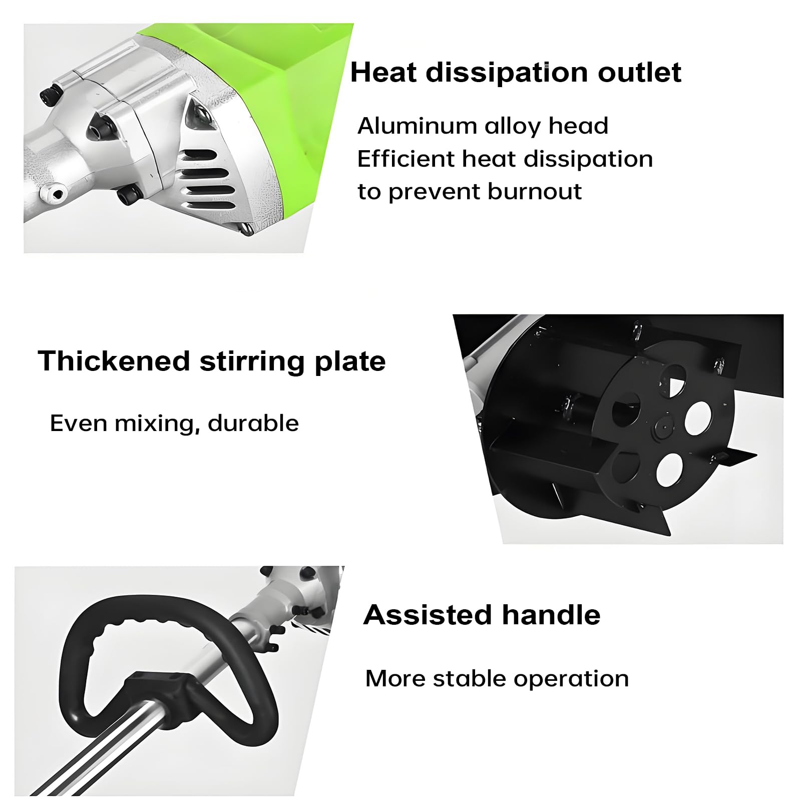 Miscelatore Elettrico per Cemento da 8800W,Miscelatore per Stucco E Intonaco con Maniglia Ausiliaria,9 Livelli velocità Regolabili,può Essere Collegato alla Tubatura dell'Acqua