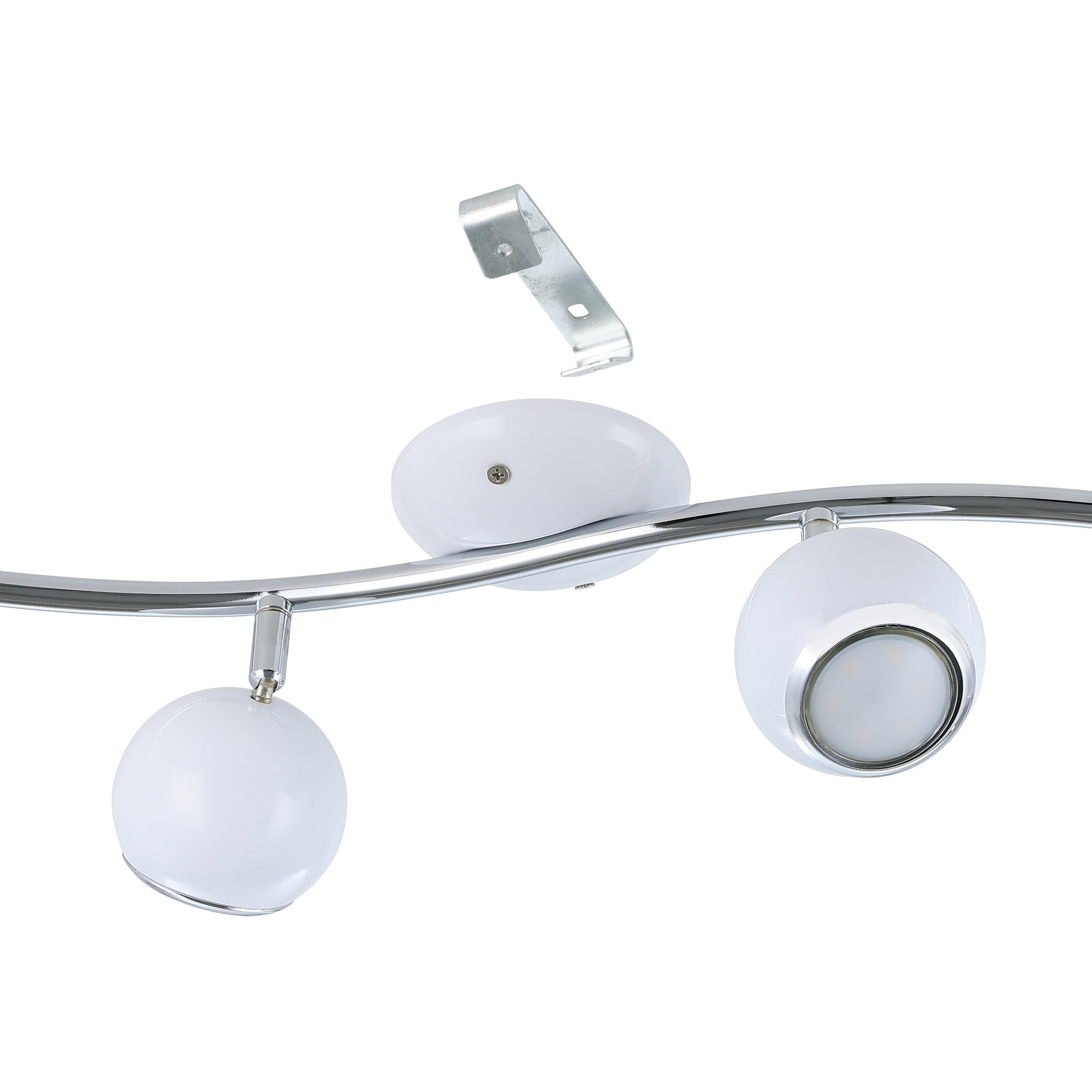 Eglo LED lámpara de techo Bimeda, lámpara de techo con 4 luces, focos | de metal en blanco y cromo, lámpara para salón, spots con bombillas GU10, luz cálida