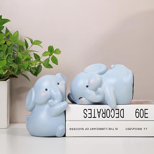Miniatura 5 de Lindos sujetalibros decorativos de elefantes que se abrazan, sujetalibros únicos para sostener libros, soporte creativo de resina para decoración de