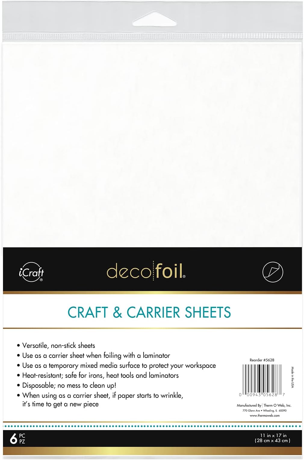 Deco Foil Craft & Carrier Sheets, 11" x 17", 6 Sheets per Pack