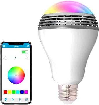 Smart Light Bulb with Speaker 10 Watts 500lm 2700-6500k Controlled RGB Multi Color Brightness Adjustable and Dimmable by APP,Music Speaker and Bulb 2 in 1 Mood Lighting