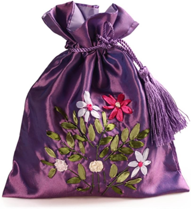 2500 Silk Brocade Double Layer Pouch Drawstring Coin Purse Gift Candy Bag H8.3 W7.1 12pcs/Set SND006