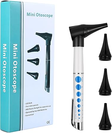 Healifty Otoscope with Light - Ear Scope Otoscope with 4 Otoscope Covers, Diagnostic Ear Care Tool for Nurse, Children, Adults & Pets, Pocket Size, without Battery