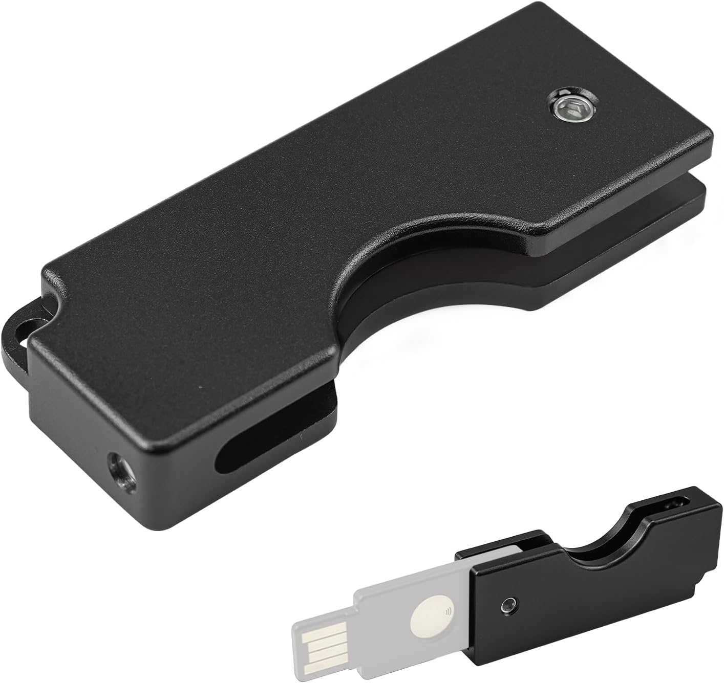 Flip Protector Carrying Case fits for Yubikey 5 NFC– Slim Full Aluminum Alloy Keychain Holder – Lightweight, Durable, Easy Slide Flip Design for Secure, Quick Access & Reliable Protection,Black