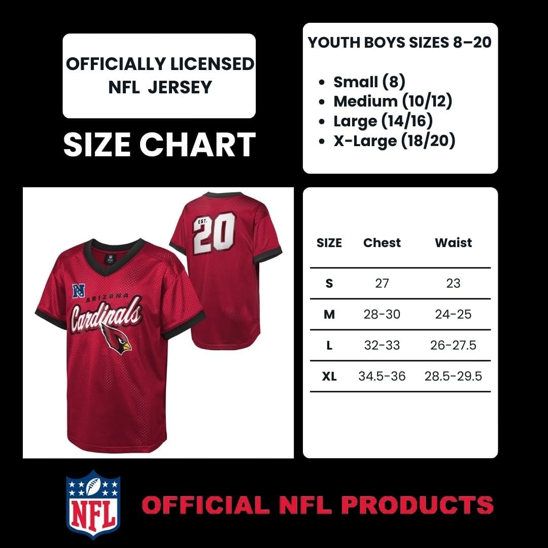 NFL Kids Youth Boys 8-20 Officially Licensed Division Established Team Color Mesh V-Neck Wordmark Primary Logo Jersey - Image 5