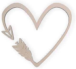 Wooden Wall Arrow | Wooden Arrow for Wall Decor | Heart Decor | Art | Hanging, Unfinished