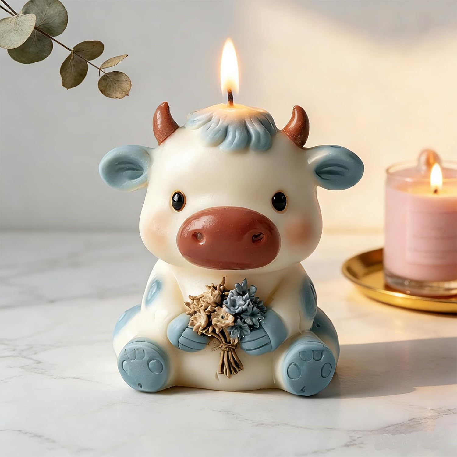 Cow Bouquet Candle Resin Mold, Animal Resin Casting Silicone Molds for Home Decor & Candle Making Mold