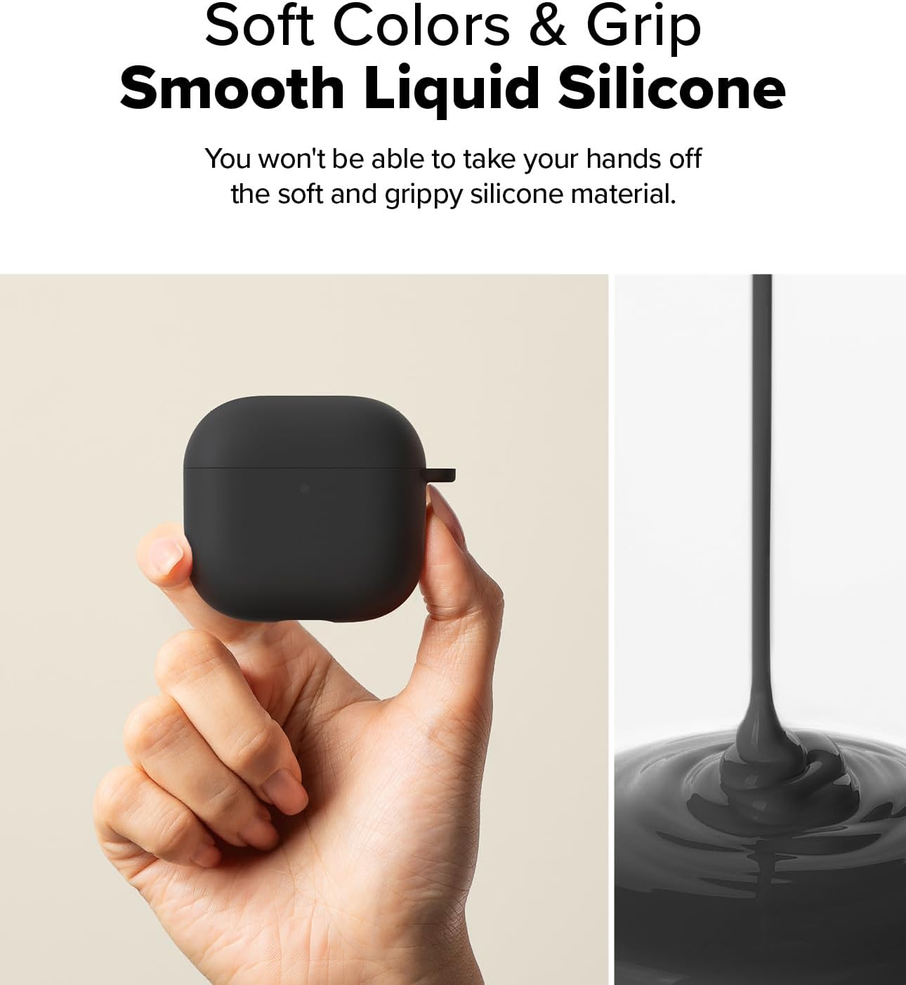 Ringke Silicone [Feels Velvety Soft] Designed for AirPods 4 Case, Lightweight Slim Cute Cover for Women, Men - Black