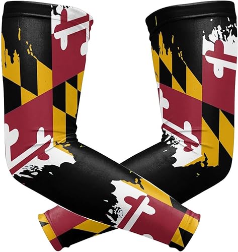 Mangas de brazo con la bandera de Maryland para hombres o mujeres, cubierta de tatuajes, manga deportiva refrescante para baloncesto, golf, fútbol,