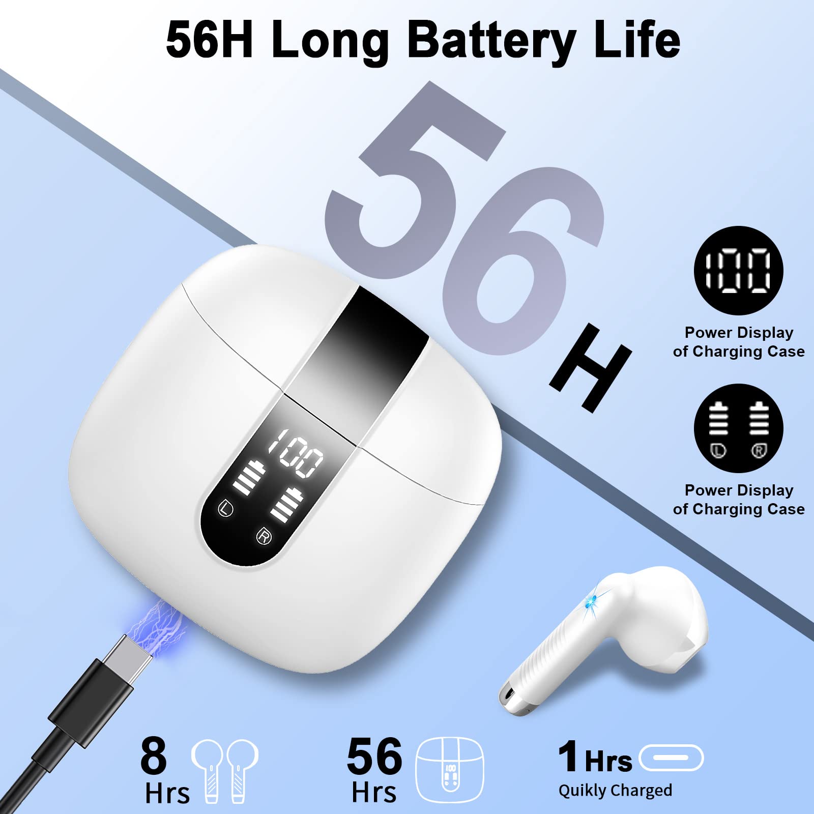 Wireless Earbuds, Bluetooth 5.4 Headphones NEW Wireless Headphones with 4 ENC Mic - Image 4