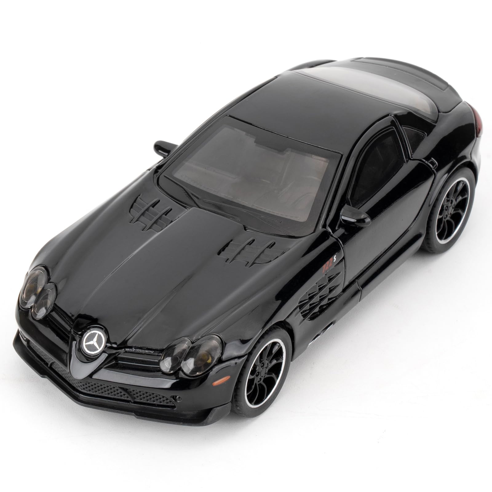 BGHSCA 1/32 Car Model Compatible for SLR Diecast Toy Vehicle, Zinc Alloy Pull Back Toy Car with Sound and Light for Kids Boys Girls 3+ Years Old (Black)