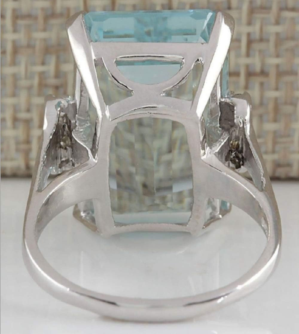 Vintage Women 925 Silver Aquamarine Gemstone Ring CZ Cubic Zirconia Ring Wedding Jewelry Size 6-11 - Image 4