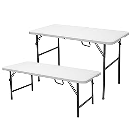Stansport Folding Camp Table, White, 48 x 24 x 29-Inch
