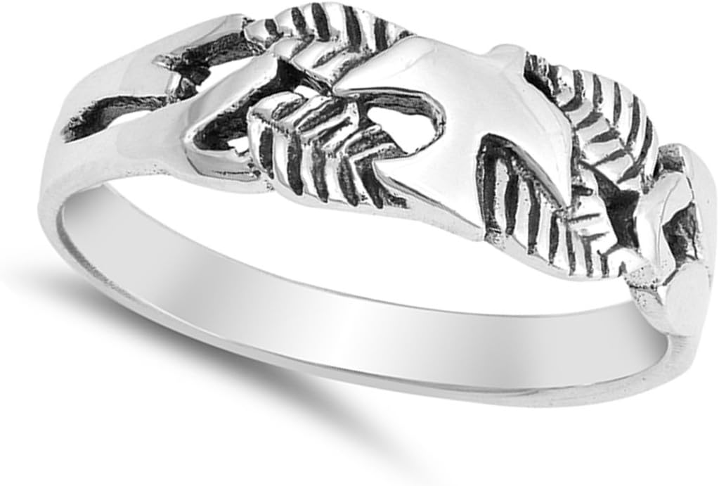 Dove Leaf Oxidized Bird Branch Peace Ring .925 Sterling Silver Band Sizes 5-10