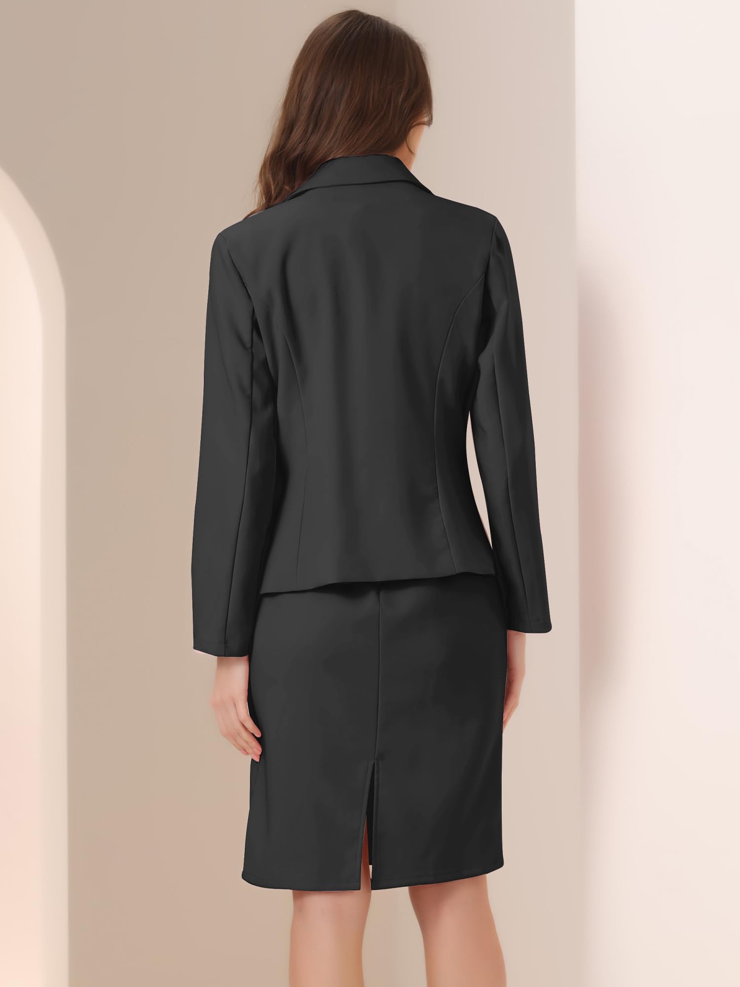 Allegra K Ensemble de Costume d'affaires Femme 2 Pièces Veste Blazer Business avec Robe sans Manches Tailleurs-Robes Professionnels