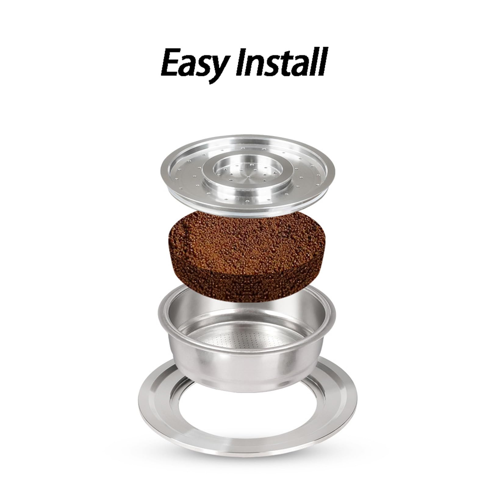 Innovadora bandeja de café con soporte convertidor de cápsulas de café recargables con textura de acero inoxidable