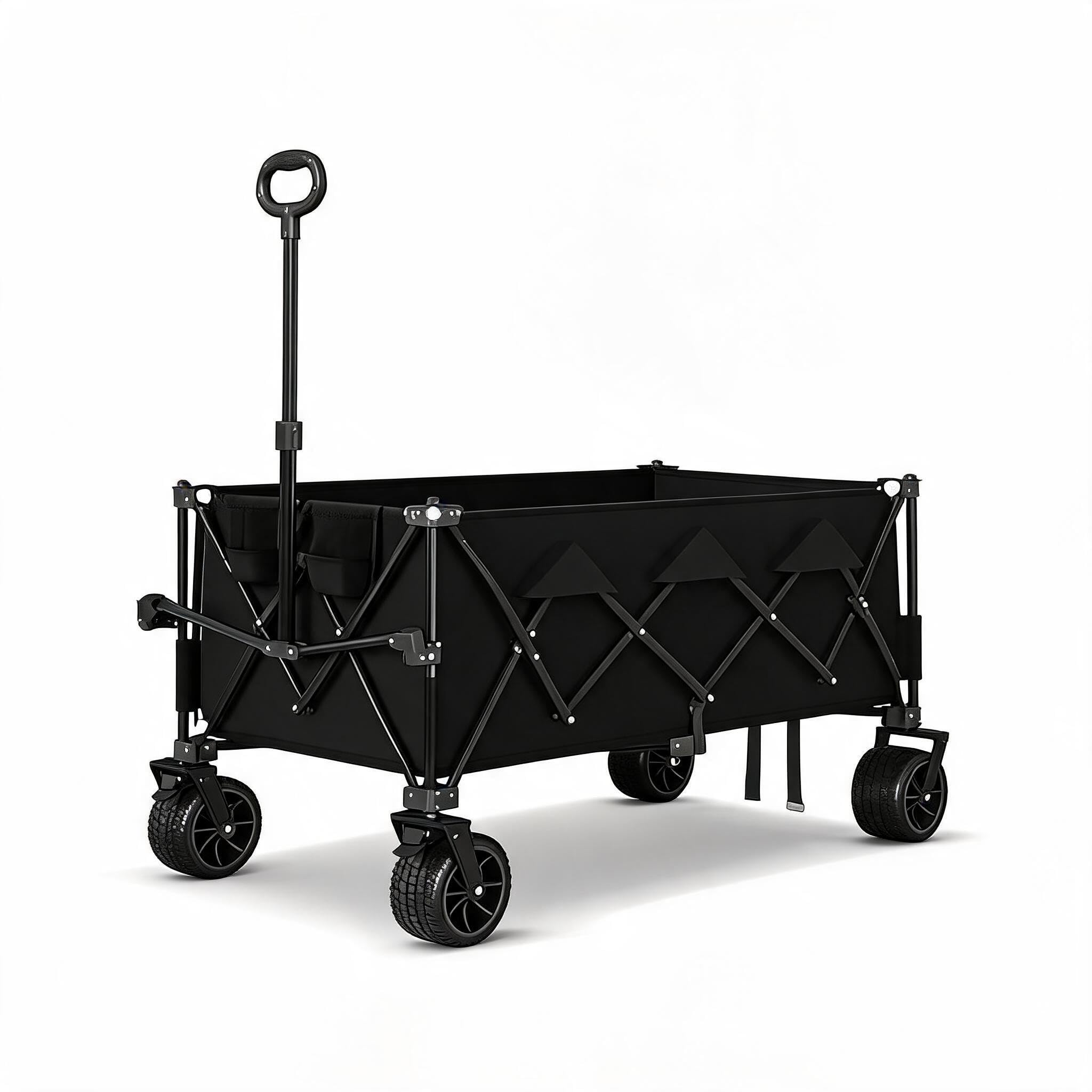Outdoor Trolley Cart, Iron and Oxford Cloth, 131 x 72 x 105 cm, 350L, Black