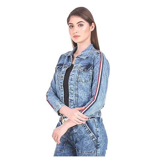 Buy Jai Kalka Enterprises Denim Jacket For Girls And Women Trendy Blaster Wash Stripes Denim Jacket And Price Guaranteed Size Large At Amazon In