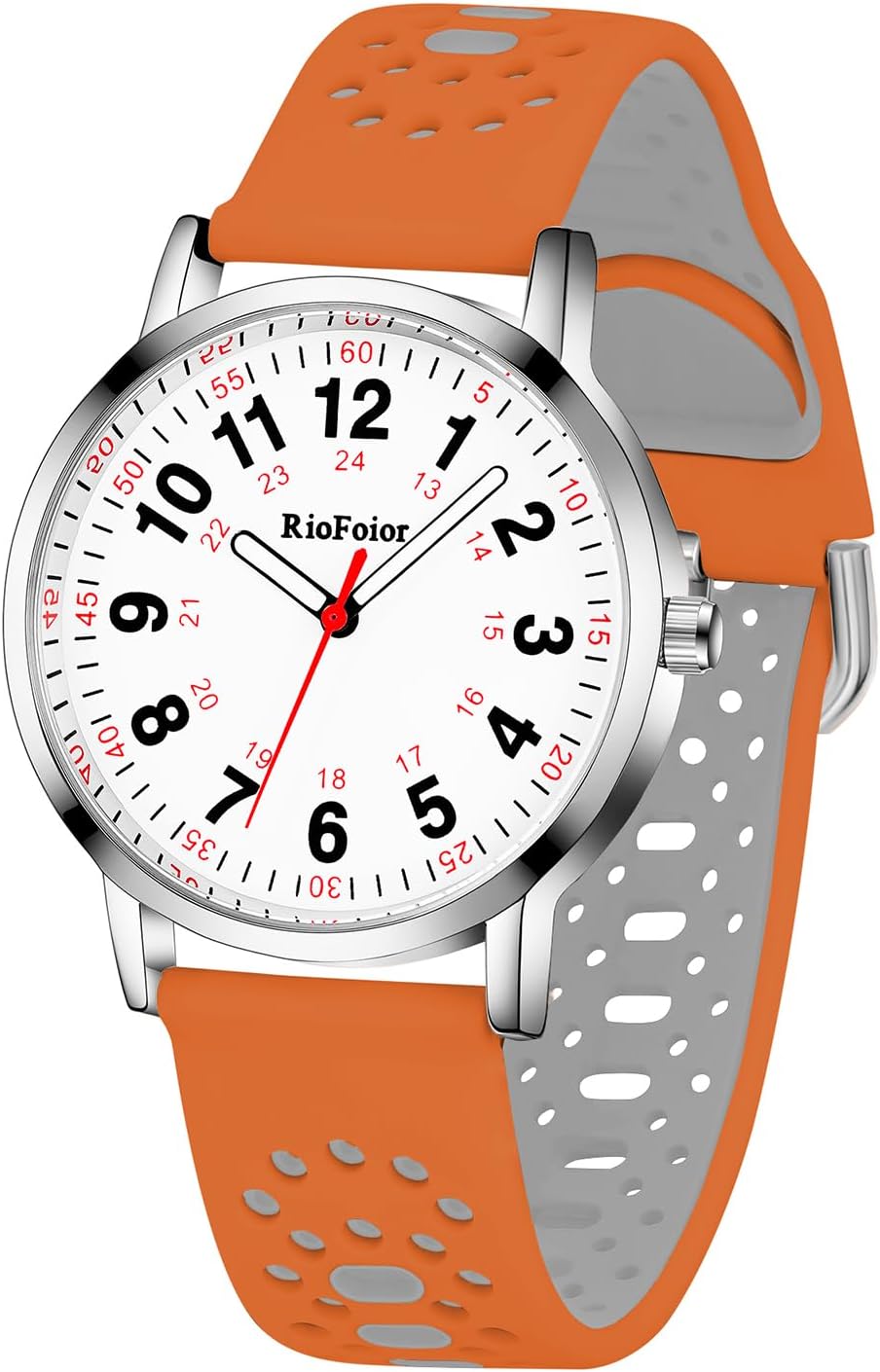 RioFoiorNurse Watch for Nurses,Nursing Students,Medical Professionals,Doctors with Variety Colors,Second Hand and 24 Hours,Colorful Breathable Silicone Band,Easy to Read Waterproof Watch.