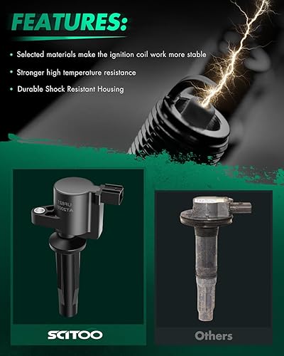 Vista 965 de SCITOO 1 bobinas de encendido con 4 bujías de iridio para Chevrolet 2011-2015 Cruze 1.4L 2016 Cruze Limited 1.4L 2012-2020 Sonic 1.4L 2013-2021 Trax