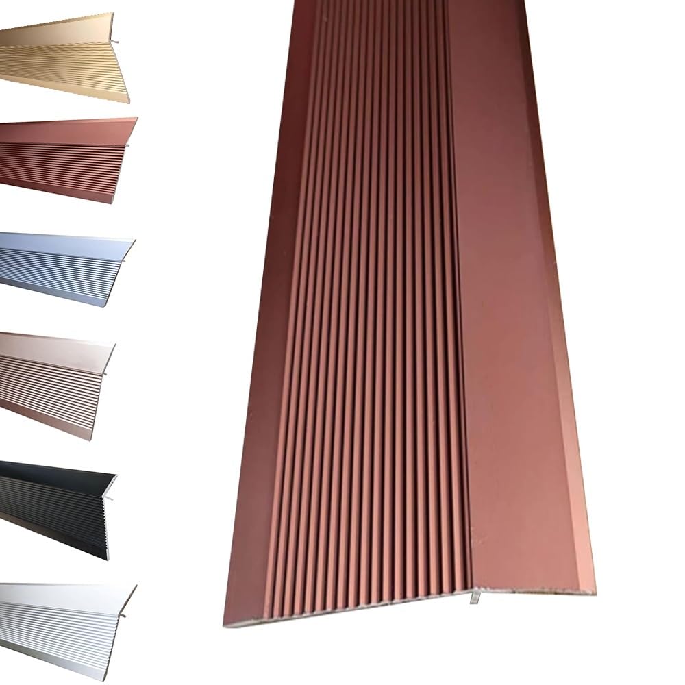 100/120cm Rampe De Seuil En Aluminium Pour Porte 1-4cm, Barre De Seuil Rattrapage Rampe D'entrée, Profilé De Transition Pour Sol Irrégulier(Rose Gold,L95cm/3.1ft)