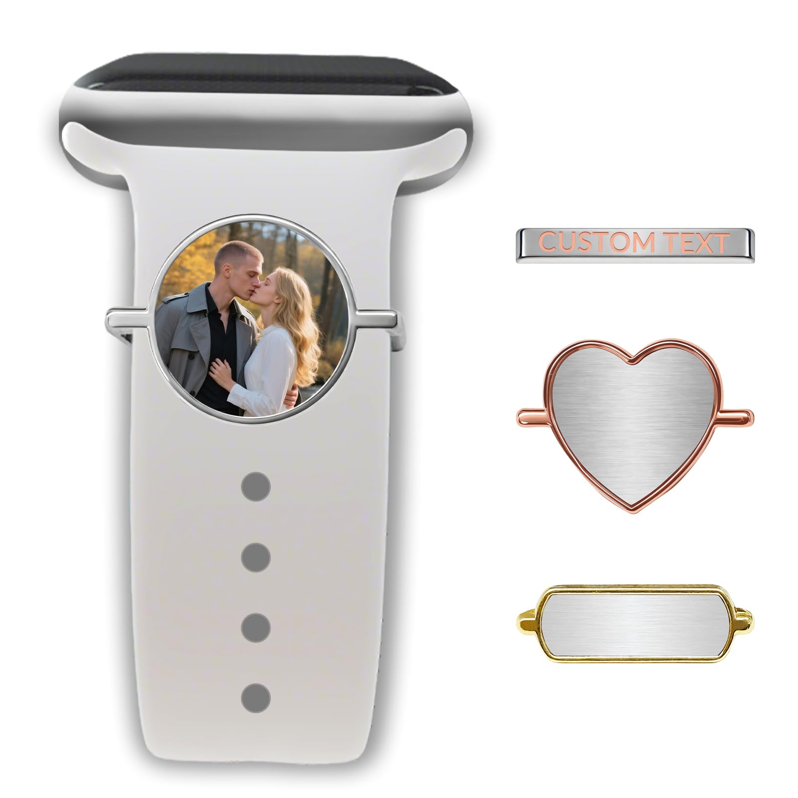 Greaxid Custom Watch Band Charm for Smartwatch Personalized Magic Band Locks with Photo for Women Men Couples Weddings