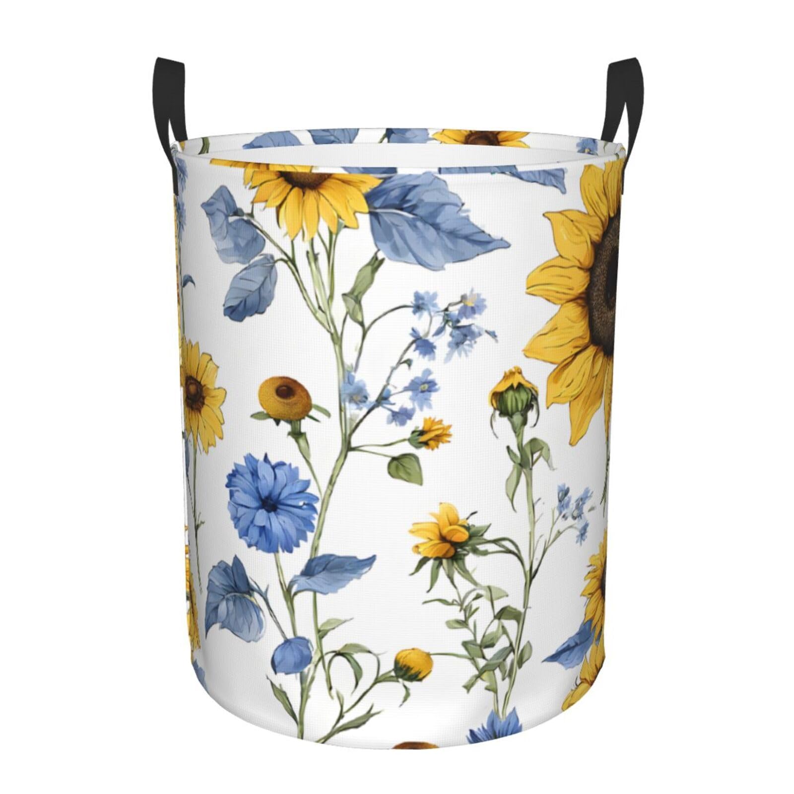 Panier à linge pliable 62 L en tissu étanche au motif de tournesols taille M