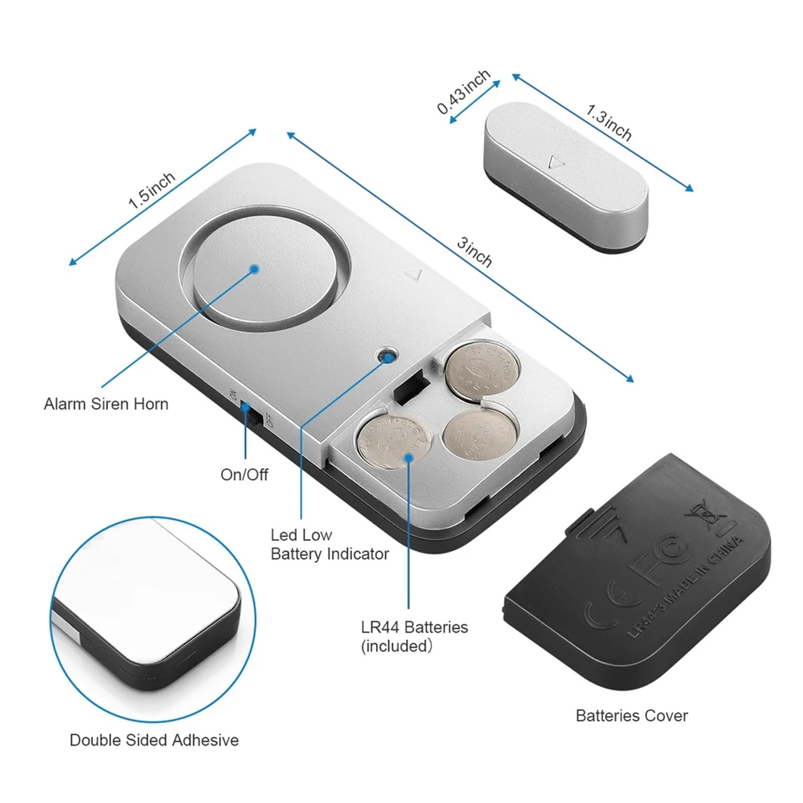 Alarma de puerta y ventana, 120dB, alarma de hogar for puerta y ventana, protección de seguridad for bebés, detectores de Sensor magnético, Kit antirrobo(6pcs)