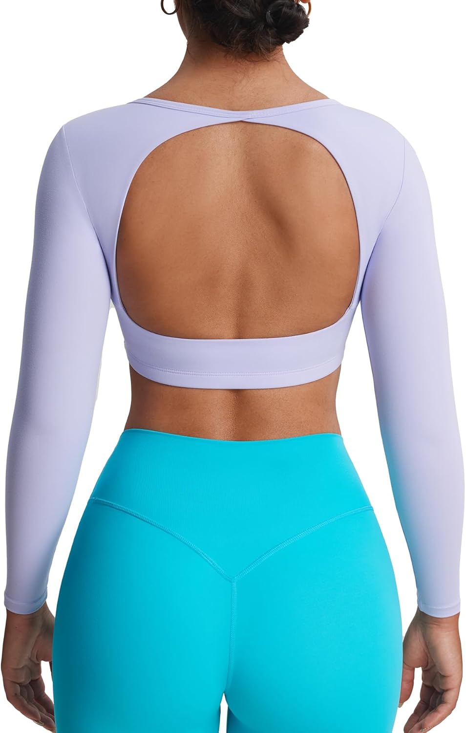 Aoxjox Long Sleeve Crop Tops for Women Clarissa Backless Workout Cropped T Shirt Top