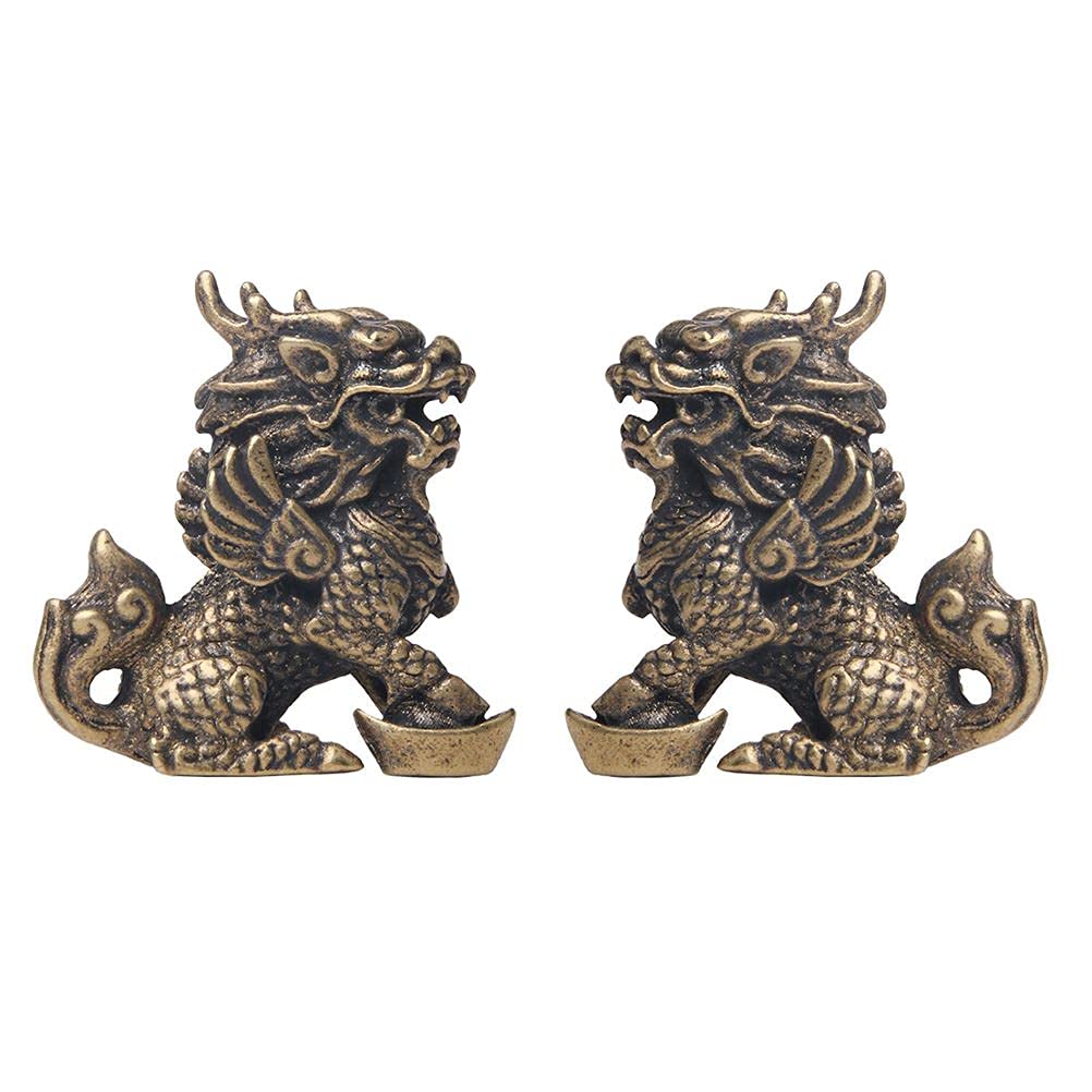 SnamicE Sculpture Decor 2pcs Desktop Adornments Decorative Models Household Furnishings Brass Ingot Decorative Ornament Bronze Ware Photography Props Toy Statue Decoration g,