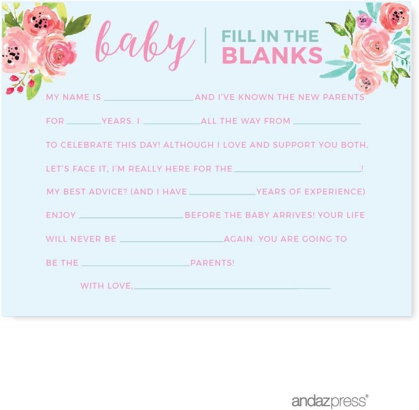 Andaz Press Pink Roses English Tea Party Tea Party Baby Shower Collection, Word Scramble Game Cards, 20-Pack, Games Activities and Decorations