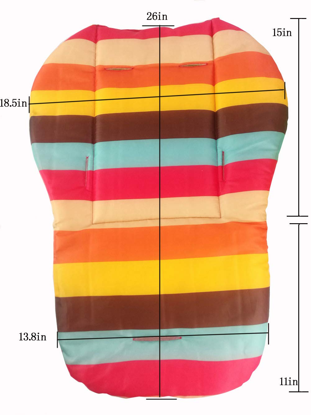 Twoworld Baby High Chair Seat Cushion Liner Mat Pad Cover Rainbow Striped Water Resistant and High Chair Straps (5 Point Harness) 1 Suit image 5 of 8 B07G77N53V