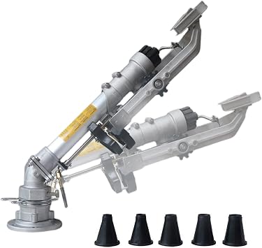Impact Sprinkler, Farm Irrigation Spray Gun, 360 Rotary 29-57M Large-Area Watering Spray, with Replacement Nozzle Set, for Farms, Lawn, Garden, Orchards