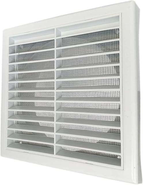 GEFONG Kratka Ścienna z Moskitierą 6 Cale 150mm do Wyciągu Sufitowego Odpowietrznik w Łazience Wentylacja Suszarki Bębnowej Kanały Okapu Kuchennego Plastikowy Biały 1 Sztuka