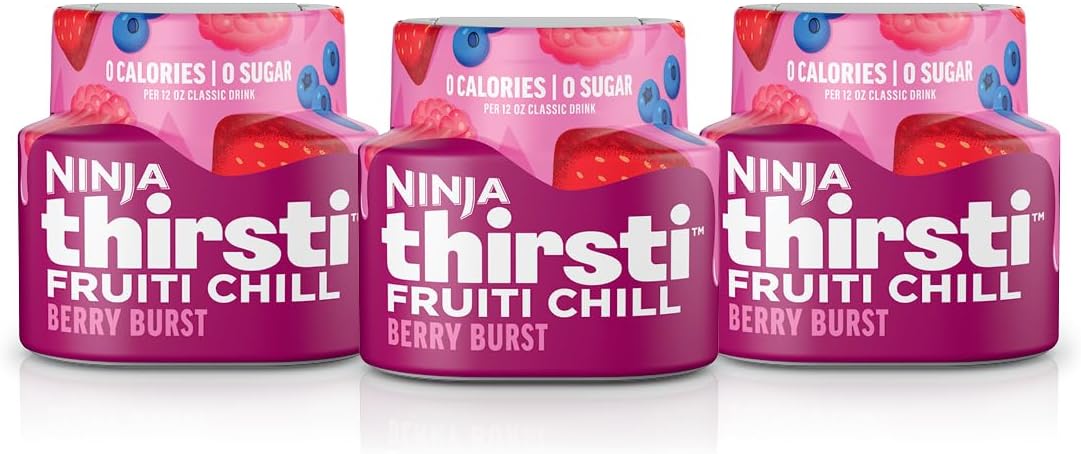 Thirsti Flavored Water Drops, FRUITI CHILL Berry Burst, Bold Fruit Flavor, Sparkling or Still, Zero Calories, Zero Sugar, Makes 17, 12oz drinks, 3 Pack, WCFBRPNAM